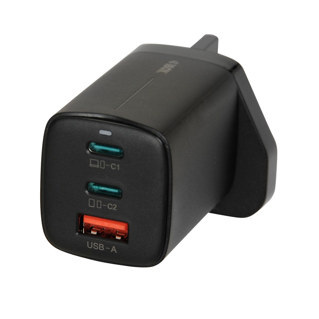 ŁADOWARKA SIECIOWA I-BOX C-65 GAN PD65W KABEL, CZARNA (OUTLET)