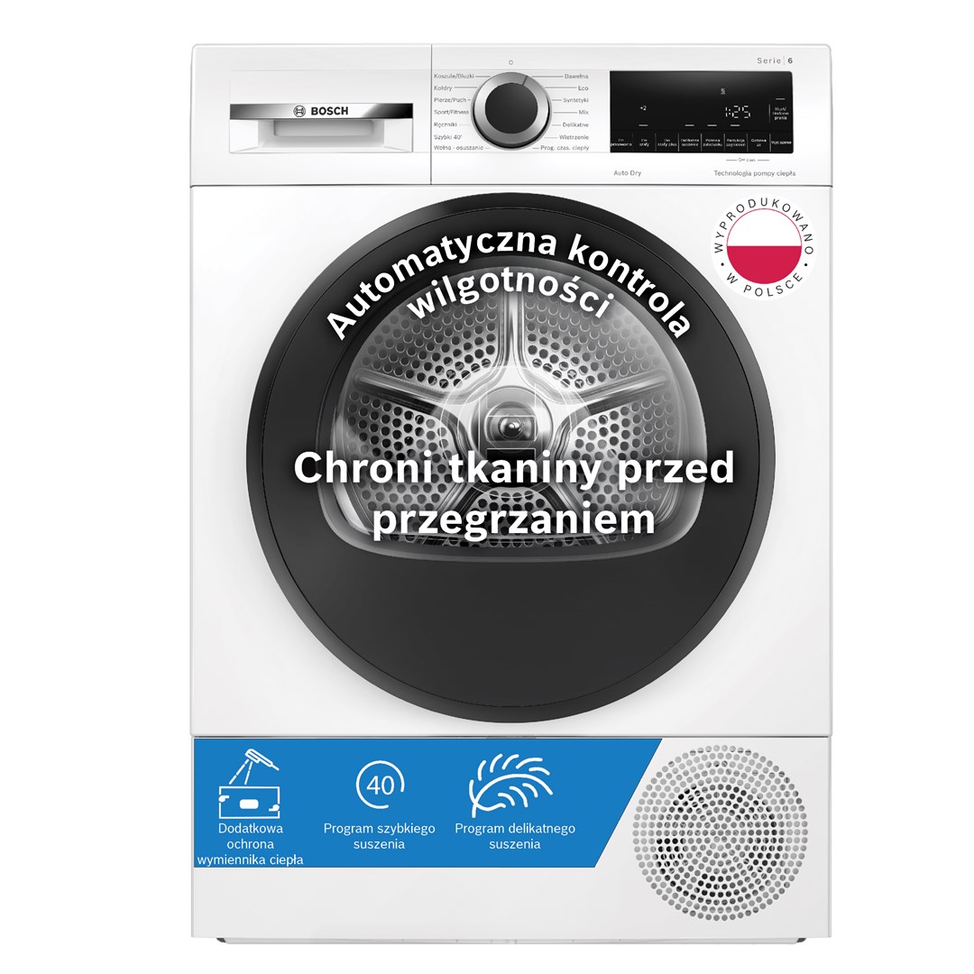 Suszarka BOSCH WQG241ALPL z pompą ciepła, 9kg, klasa D, 64dB, AutoDry (OUTLET) — zdjęcie 1 z 8