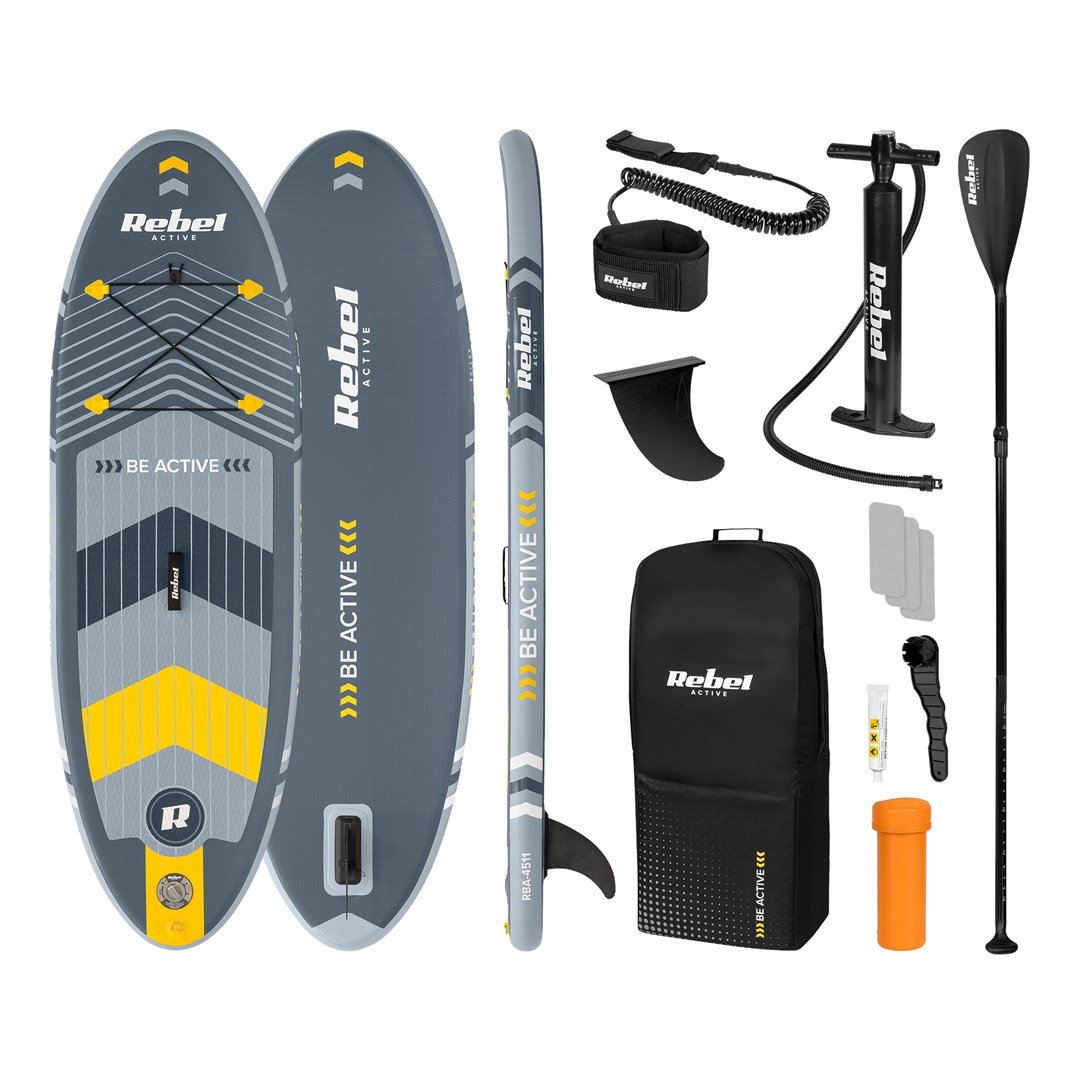 REBEL ACTIVE DESKA SUP POMPOWANA SZARA 244X76X10 ZESTAW RBA-4511 — zdjęcie 1 z 8