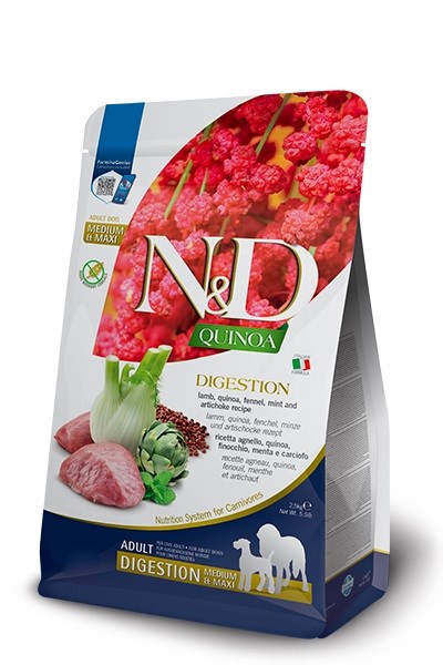 FARMINA N&D Quinoa Digestion Adult Medium Maxi Lamb - sucha karma dla psa - 7 kg