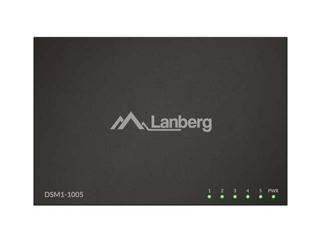 LANBERG SWITCH DSM1-1005 5X1GB/S NIEZARZĄDZALNY GIGABIT ETHERNET DESKTOP 12V (OBUDOWA METALOWA) — zdjęcie 1 z 5