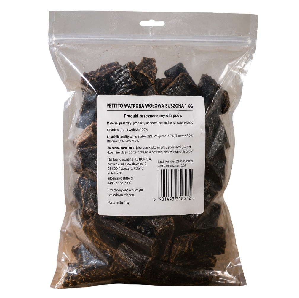 PETITTO Wątroba wołowa suszona 1kg — zdjęcie 1 z 5