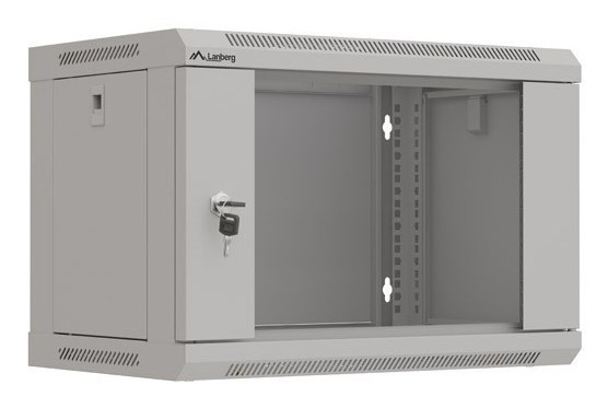 LANBERG SZAFA INSTALACYJNA RACK WISZĄCA 19" 6U 540X350 SZARA DRZWI PRZESZKLONE (FLAT PACK) — zdjęcie 1 z 8