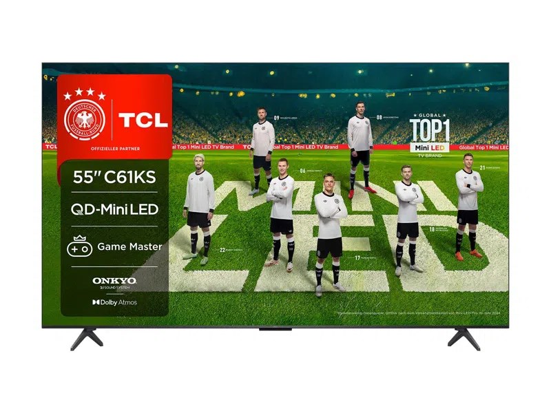 Telewizor TCL 55C61KS QD-Mini LED 55'' 4K Ultra HD Google TV Dolby Atmos DVB-T2 Czarny (OUTLET) — zdjęcie 1 z 8