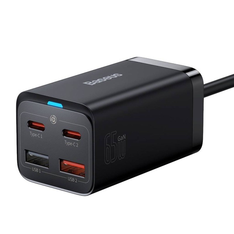 BASEUS ŁADOWARKA SIECIOWA 2X USB-C, 2XUSB (CZARNA) — zdjęcie 1 z 4