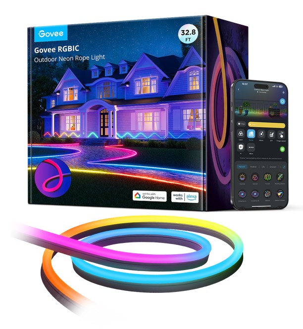 Taśma LED Govee H61A8 Outdoor Neon Strip Lights 10m z Wi-Fi, Bluetooth, RGBIC — zdjęcie 1 z 8