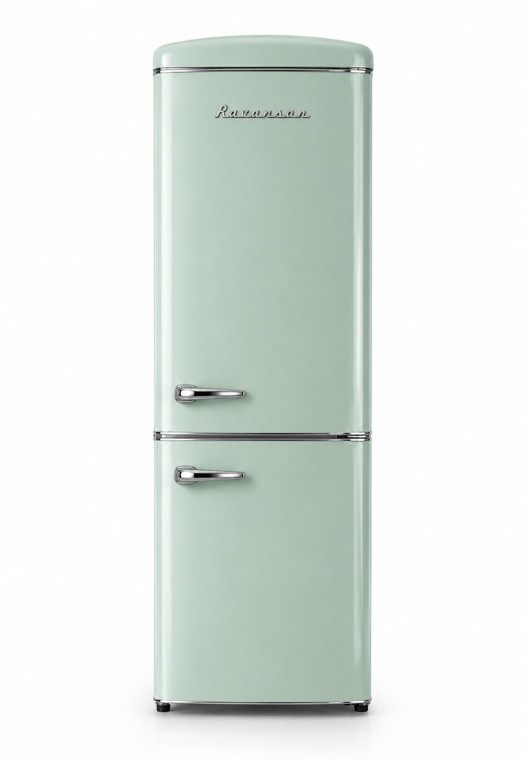 Lodówka Retro Ravanson LKK-315RM 597mm x 707mm x 1943 mm | 315l | Total No Frost | klasa E | miętowy — zdjęcie 1 z 4