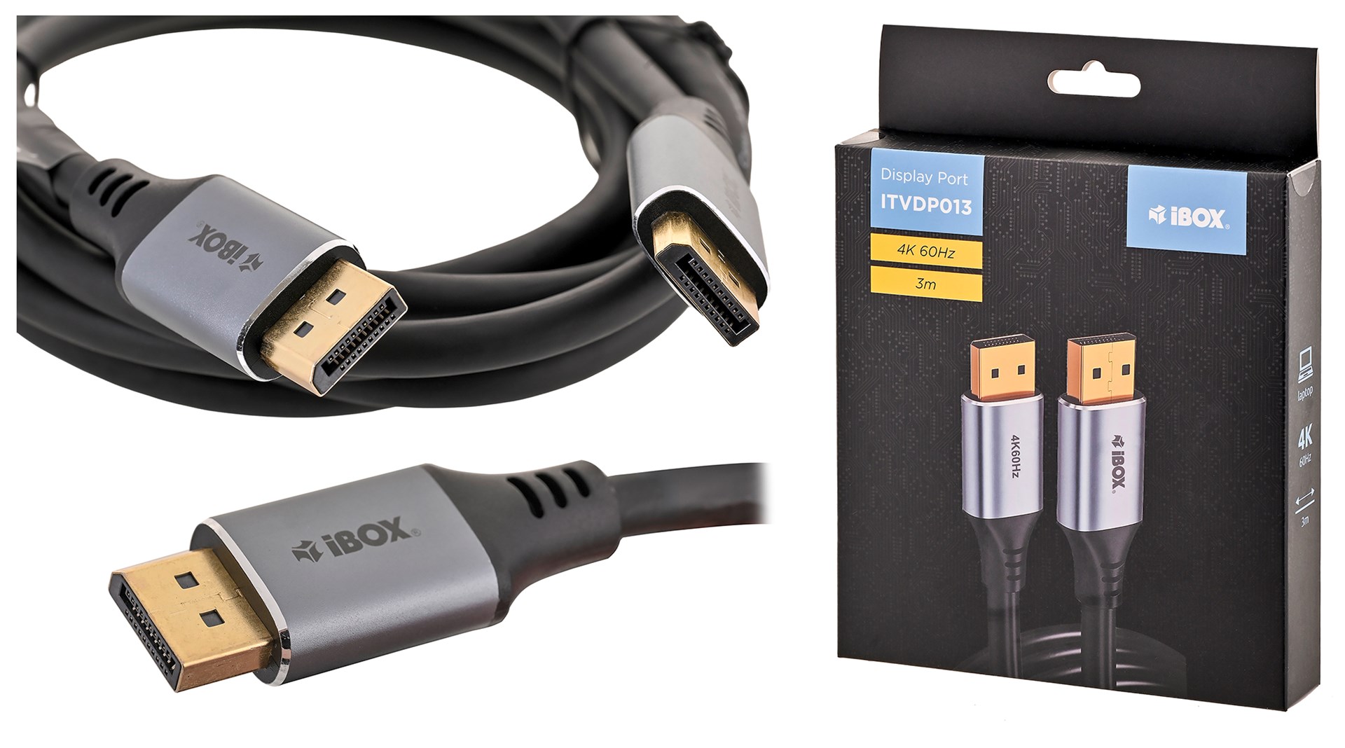 Kabel DisplayPort 4k60Hz złota wtyczka 3m — zdjęcie 1 z 8