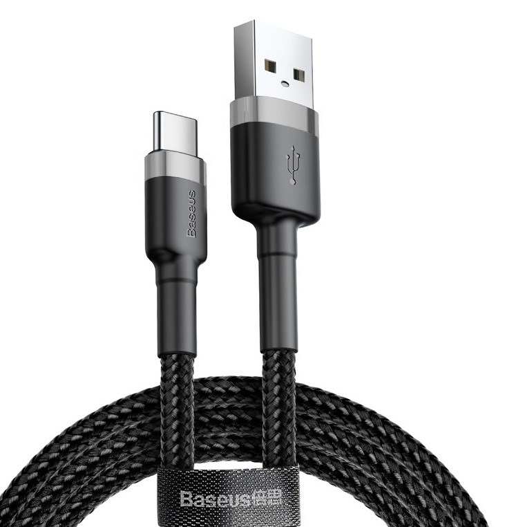 BASUES KABEL USB DO USB-C CAFULE 2A (SZARO-CZARNY) — zdjęcie 1 z 6